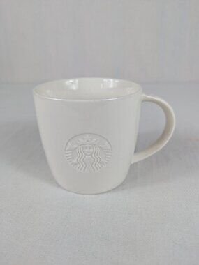 Starbucks Embossed White Mermaid Siren Coffee Cup Mug G Handle Grande 2010